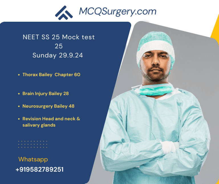 NEET SS Mock test 26 CTVS and Plastic surgery Surgery Superspeciality